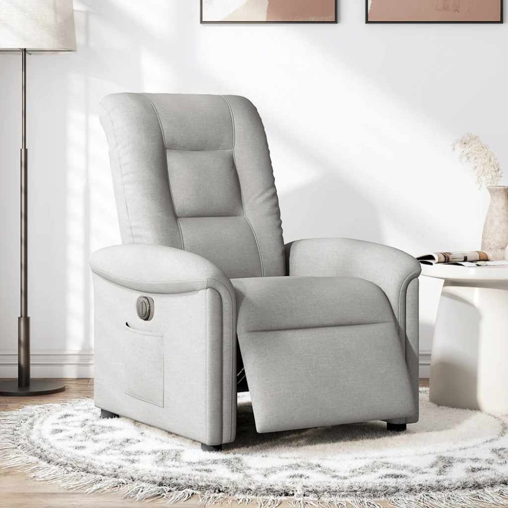 vidaXL Scaun reclinabil electric Cloud Grey Fabric