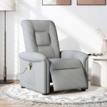 vidaXL Fotoliu electric de masaj rabatabil, gri deschis, microfibră