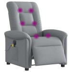 vidaXL Fotoliu electric de masaj rabatabil, gri deschis, microfibră