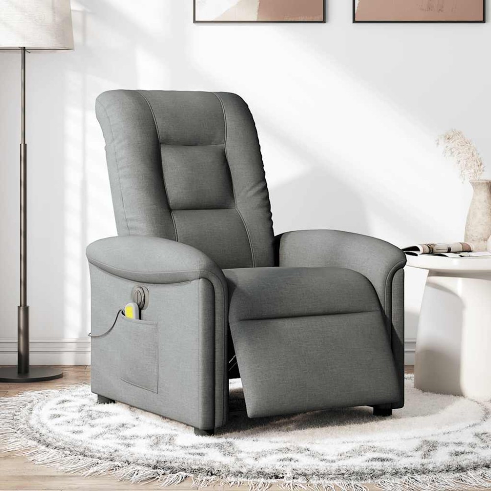 vidaXL Fotoliu electric de masaj rabatabil, gri închis, textil