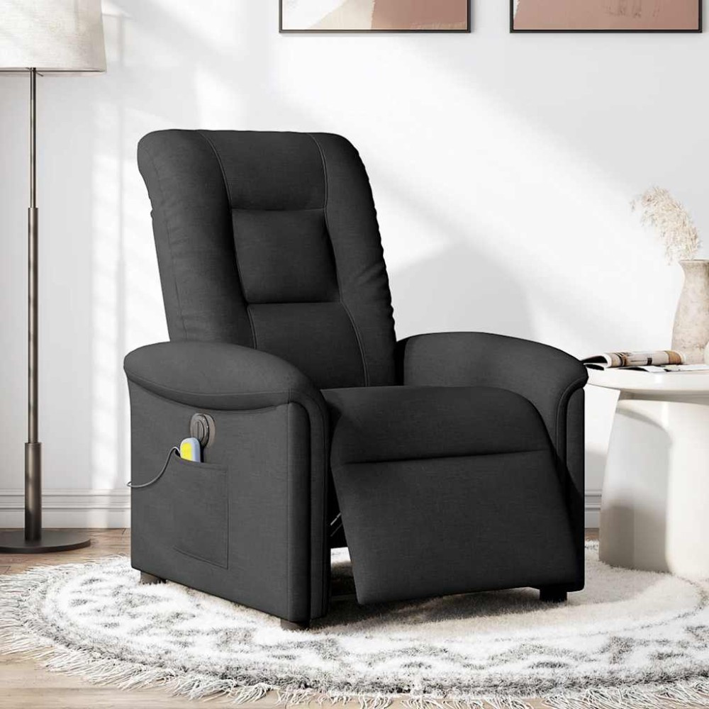 vidaXL Fotoliu electric de masaj rabatabil, negru, textil