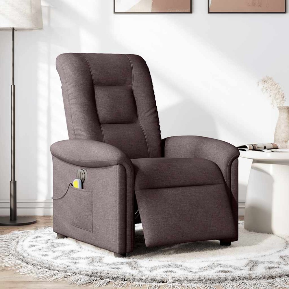 vidaXL Fotoliu electric de masaj rabatabil, maro închis, textil