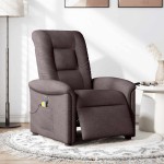 vidaXL Fotoliu electric de masaj rabatabil, maro închis, textil