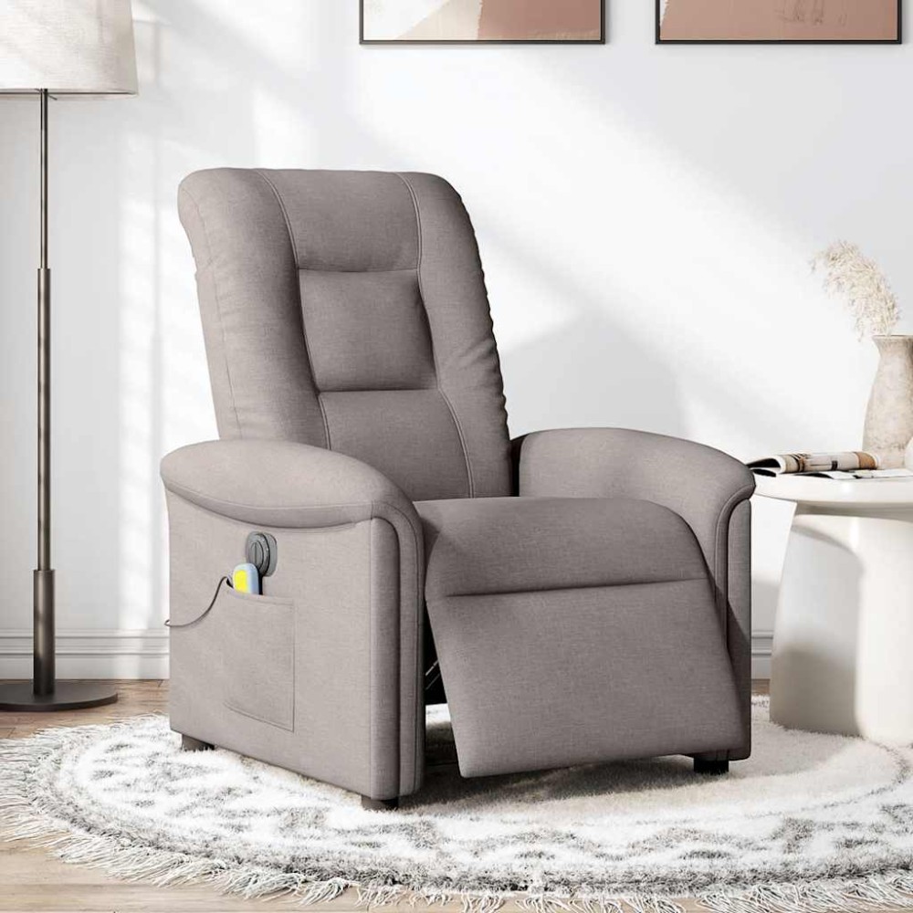 vidaXL Fotoliu electric de masaj rabatabil, gri taupe, textil