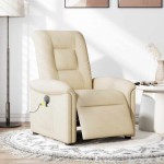 vidaXL Fotoliu electric de masaj rabatabil, crem, textil