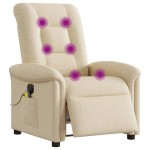 vidaXL Fotoliu electric de masaj rabatabil, crem, textil