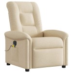 vidaXL Fotoliu electric de masaj rabatabil, crem, textil