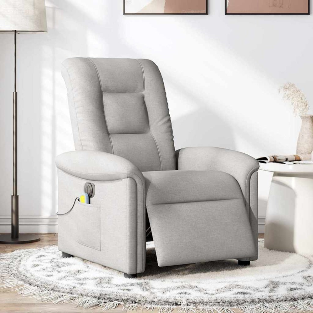 vidaXL Scaun reclinabil electric pentru masaj Cloud Grey Fabric