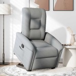vidaXL Fotoliu rabatabil cu ridicare, gri deschis, material textil