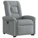 vidaXL Fotoliu rabatabil cu ridicare, gri deschis, material textil
