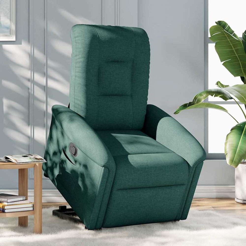 vidaXL Fotoliu rabatabil ridicare pe verticală, verde închis, textil