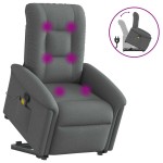 vidaXL Fotoliu de masaj rabatabil cu ridicare, gri închis, textil vidaXL Fotoliu de masaj rabatabil cu ridicare, gri închis, textil