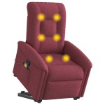 vidaXL Fotoliu rabatabil de masaj cu ridicare, roșu vin, textil