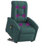 vidaXL Fotoliu rabatabil de masaj, cu ridicare, verde închis, textil