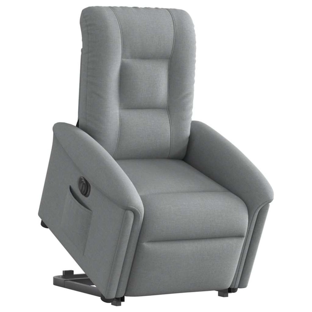 vidaXL Fotoliu electric rabatabil cu ridicare, gri deschis, textil