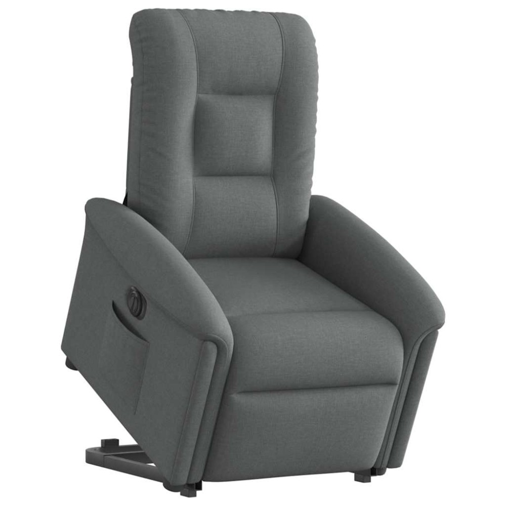 vidaXL Fotoliu electric rabatabil cu ridicare, gri închis, textil