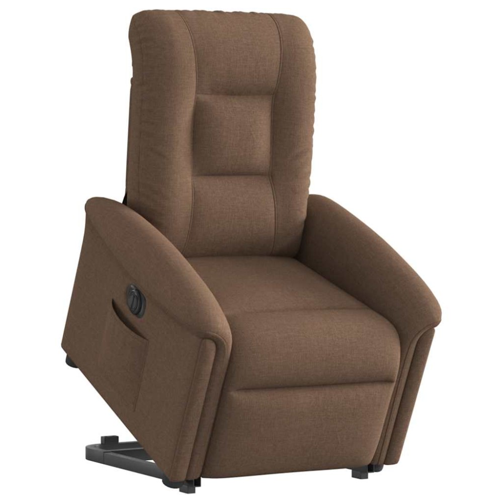 vidaXL Fotoliu electric rabatabil cu ridicare, maro, textil