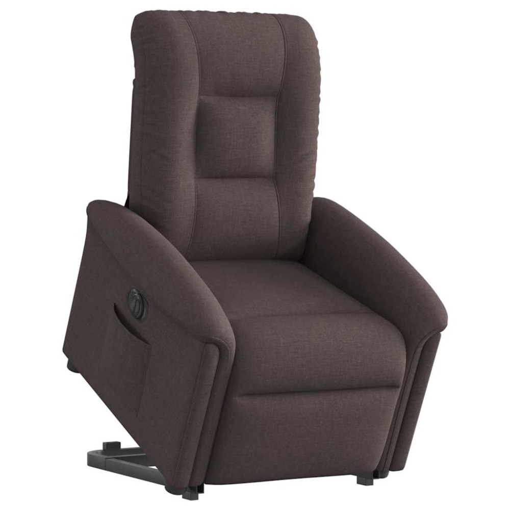 vidaXL Fotoliu electric rabatabil cu ridicare, maro închis, textil