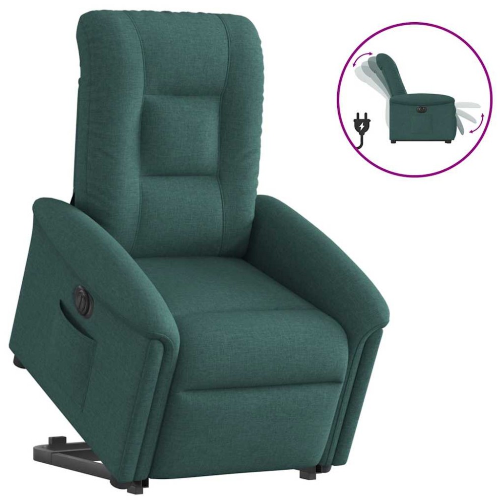 vidaXL Fotoliu electric rabatabil cu ridicare, verde închis, textil