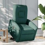 vidaXL Fotoliu electric rabatabil cu ridicare, verde închis, textil
