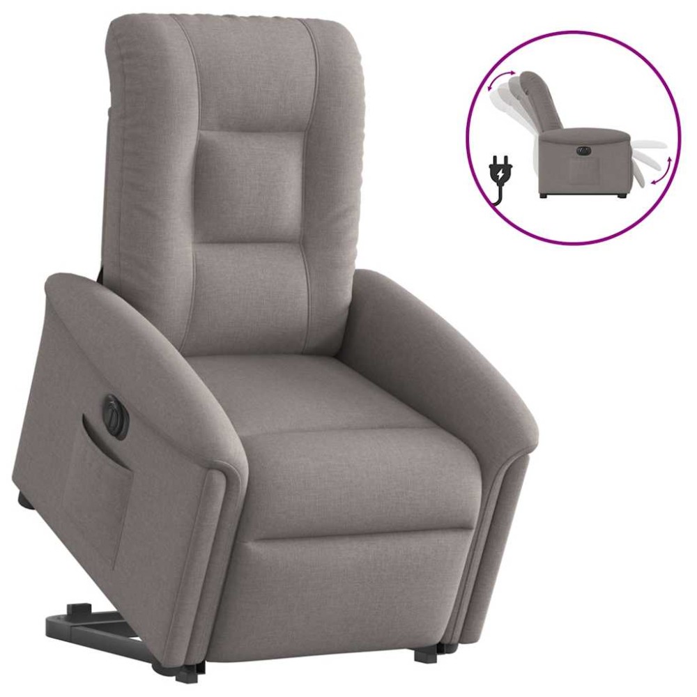 vidaXL Fotoliu electric rabatabil cu ridicare, gri taupe, textil