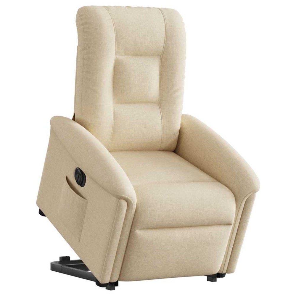 vidaXL Fotoliu electric rabatabil cu ridicare, crem, textil