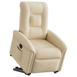 vidaXL Fotoliu electric rabatabil cu ridicare, crem, textil