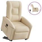 vidaXL Fotoliu electric rabatabil cu ridicare, crem, textil