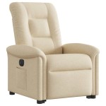 vidaXL Fotoliu electric rabatabil cu ridicare, crem, textil