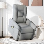 vidaXL Fotoliu electric masaj rabatabil cu ridicare, gri închis textil