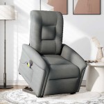 vidaXL Fotoliu electric masaj rabatabil cu ridicare, gri închis textil