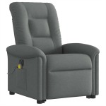 vidaXL Fotoliu electric masaj rabatabil cu ridicare, gri închis textil