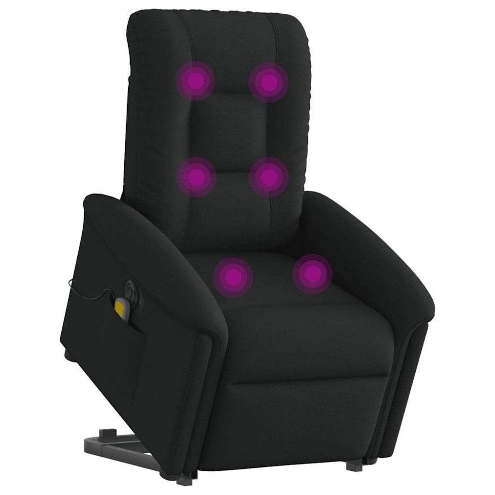 vidaXL Fotoliu electric de masaj rabatabil cu ridicare, negru, textil