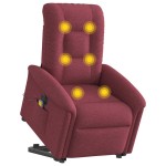 vidaXL Fotoliu de masaj electric rabatabil cu ridicare roșu vin textil