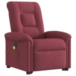 vidaXL Fotoliu de masaj electric rabatabil cu ridicare roșu vin textil
