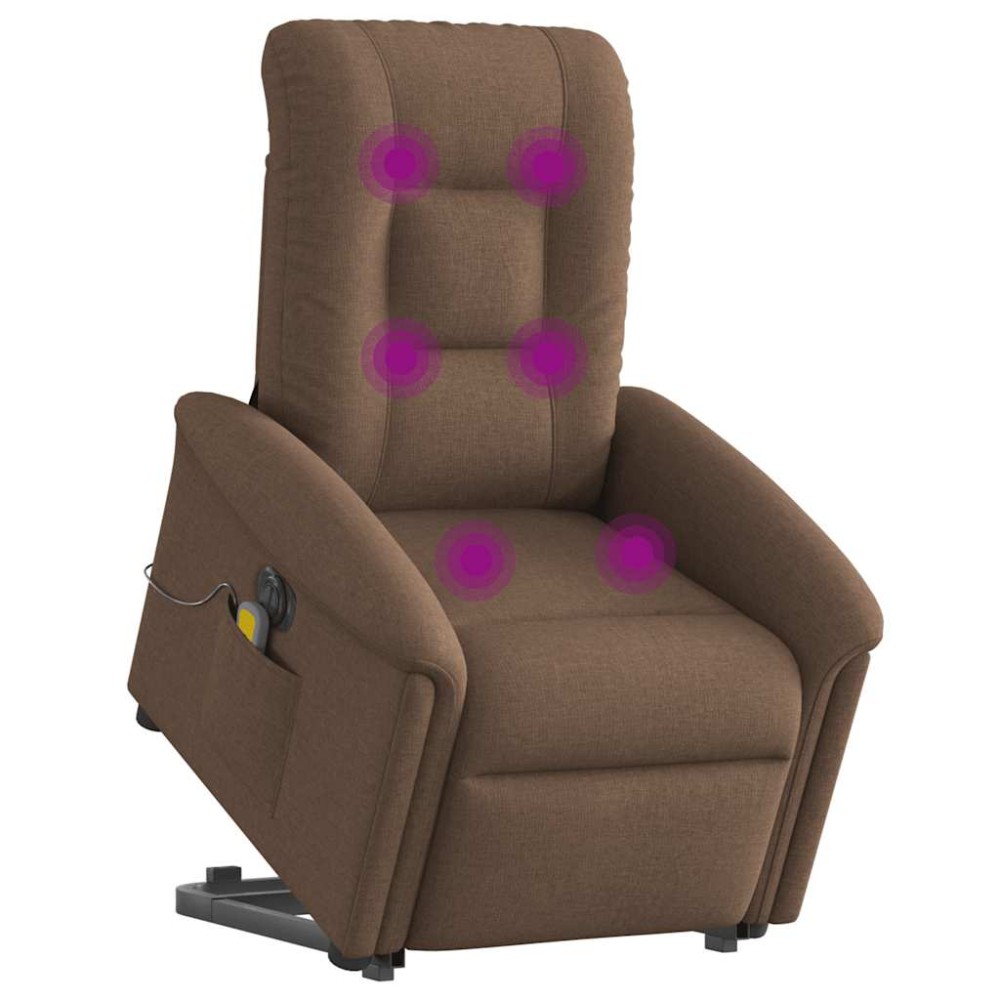 vidaXL Fotoliu electric de masaj rabatabil cu ridicare, maro, textil