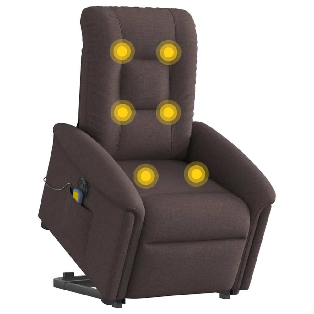 vidaXL Fotoliu electric masaj rabatabil cu ridicare maro închis textil