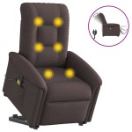 vidaXL Fotoliu electric masaj rabatabil cu ridicare maro închis textil vidaXL Fotoliu electric masaj rabatabil cu ridicare maro închis textil