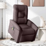 vidaXL Fotoliu electric masaj rabatabil cu ridicare maro închis textil vidaXL Fotoliu electric masaj rabatabil cu ridicare maro închis textil