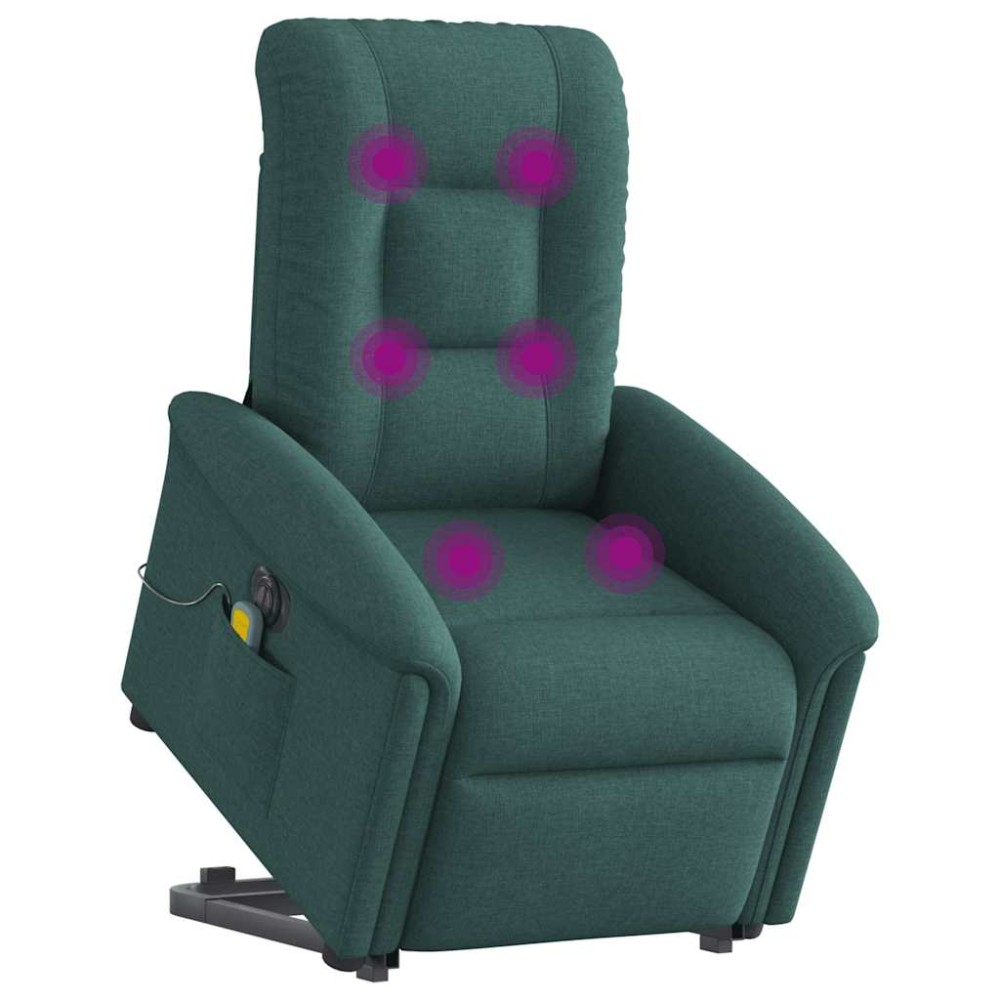 vidaXL Fotoliu electric masaj rabatabil / ridicare verde închis textil