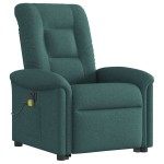 vidaXL Fotoliu electric masaj rabatabil / ridicare verde închis textil