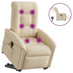 vidaXL Fotoliu electric de masaj rabatabil cu ridicare, crem, textil vidaXL Fotoliu electric de masaj rabatabil cu ridicare, crem, textil