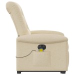 vidaXL Fotoliu electric de masaj rabatabil cu ridicare, crem, textil vidaXL Fotoliu electric de masaj rabatabil cu ridicare, crem, textil