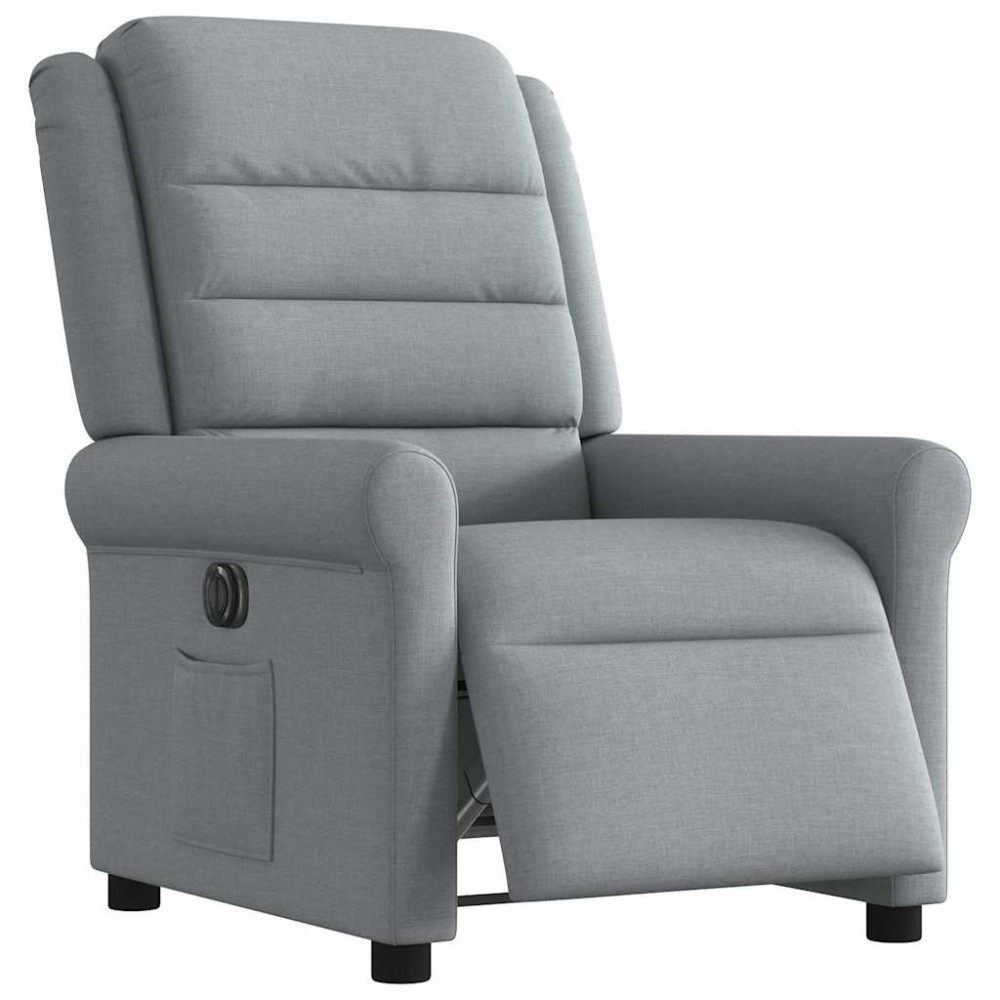 vidaXL Fotoliu rabatabil electric, gri deschis, textil