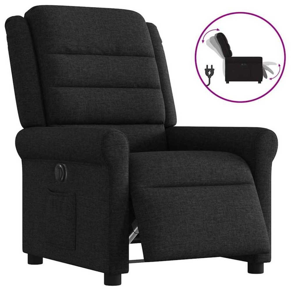 vidaXL Fotoliu rabatabil electric, negru, material textil