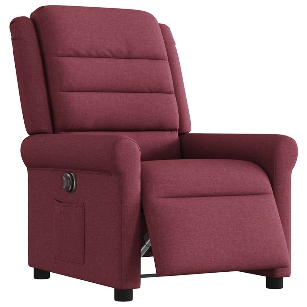 vidaXL Fotoliu rabatabil electric, roșu vin, material textil