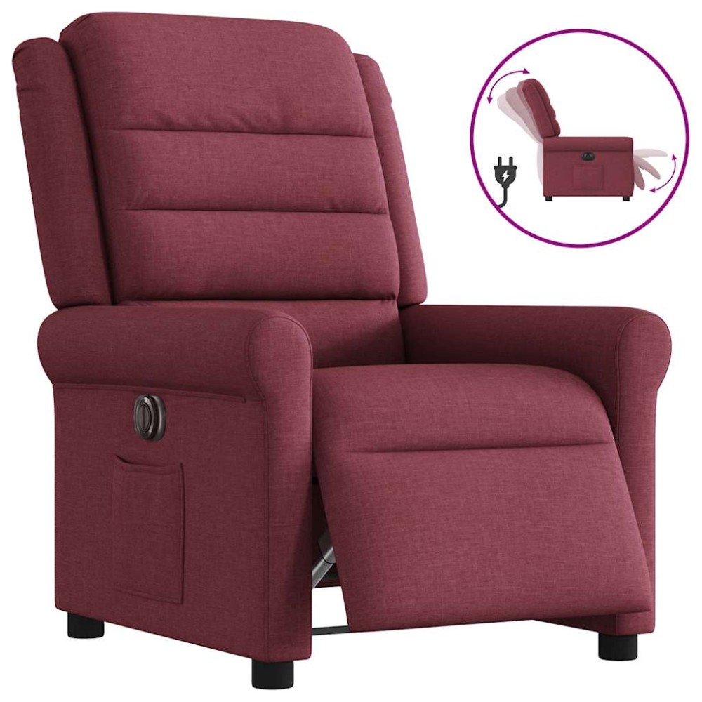 vidaXL Fotoliu rabatabil electric, roșu vin, material textil