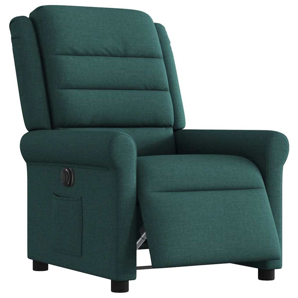 vidaXL Fotoliu rabatabil electric, verde închis, material textil