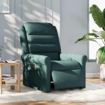 vidaXL Fotoliu rabatabil electric, verde închis, material textil vidaXL Fotoliu rabatabil electric, verde închis, material textil