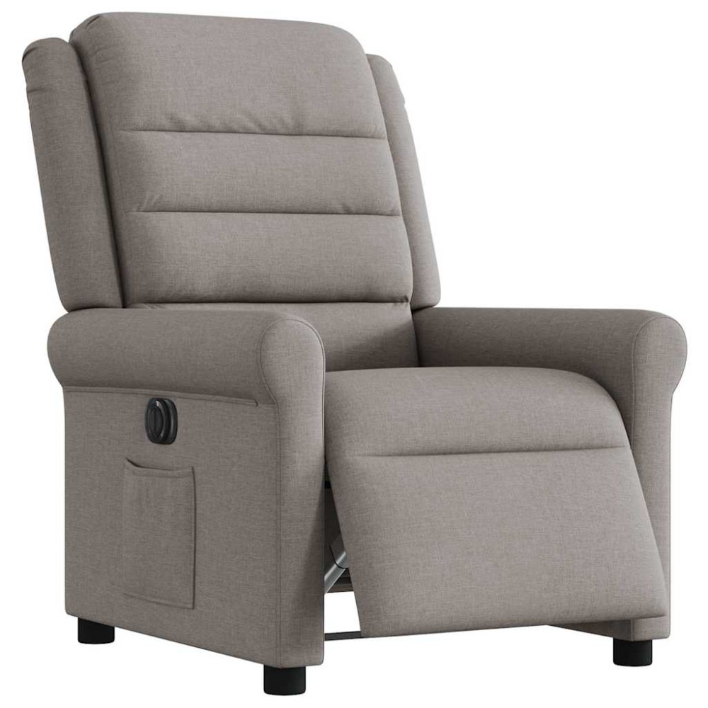 vidaXL Fotoliu rabatabil electric, gri taupe, material textil